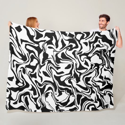 Minimalistisch Modern Abstract Zwart-Wit Eenvoudig Fleece Deken (In situ)