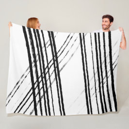 Minimalistisch Modern Abstract Zwart-Wit Eenvoudig Fleece Deken