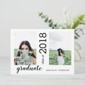 Minimalistisch Modern Afstuderen twee foto's Kaart (Staand voorkant)