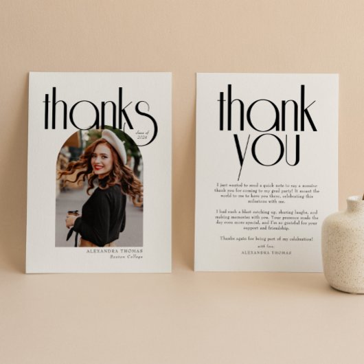 Minimalistisch & Modern Arch Photo Afstuderen Bedankkaart