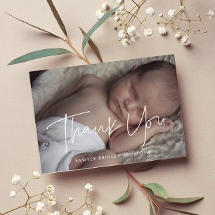 Minimalistisch modern Baby shower dank u uw kaart