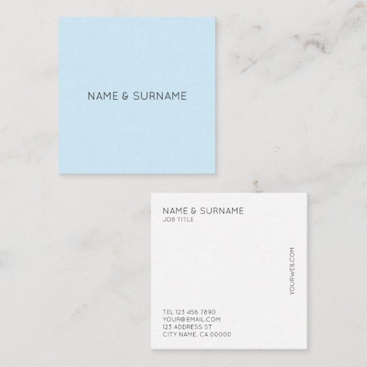 Minimalistisch modern BabyBlue Square Visitekaartj Vierkante Visitekaartje (Voorkant / Achterkant)
