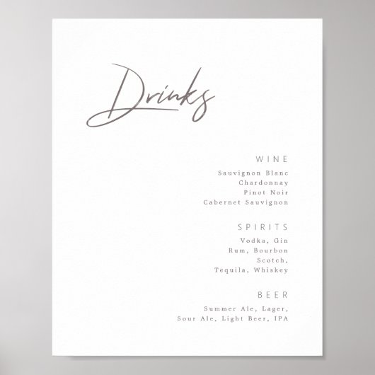 Minimalistisch modern barmenuboord met kalligrafie poster (Voorkant)