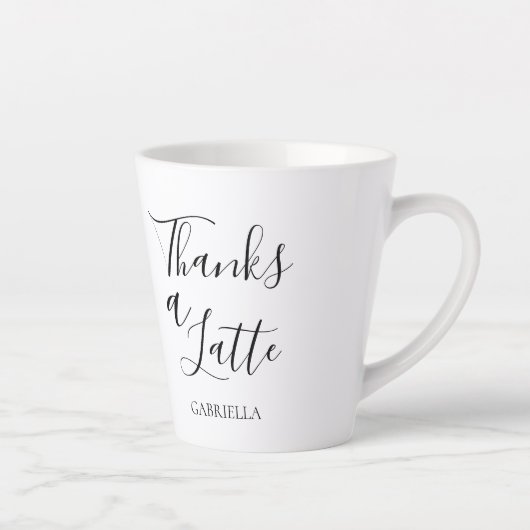 Minimalistisch modern Bedankt: zwart wit Latte Mok (Rechts)