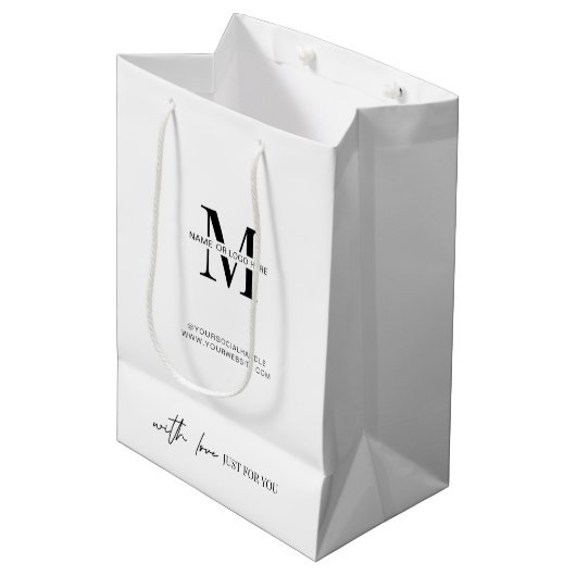 Minimalistisch modern bedrijfsmatig Logo monogram Medium Cadeauzakje (Voorkant Gekanteld)