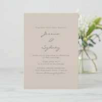Minimalistisch modern beige Taupe Script Weddensch