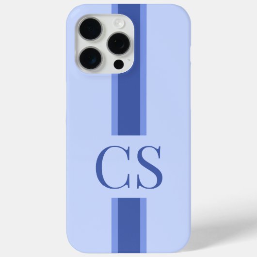 Minimalistisch modern blauw Initiaal monogram Case-Mate iPhone Case (Achterkant)