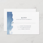 Minimalistisch modern blauw Waterverf Splash RSVP (Voorkant / Achterkant)