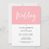 Minimalistisch Modern Blush Roze QR Code Bruiloft Kaart (Voorkant)