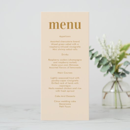 Minimalistisch Modern Boho Wedding Menu (Staand voorkant)