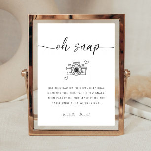 Minimalistisch Modern Bruiloft Wegwerp Camera Teke Poster
