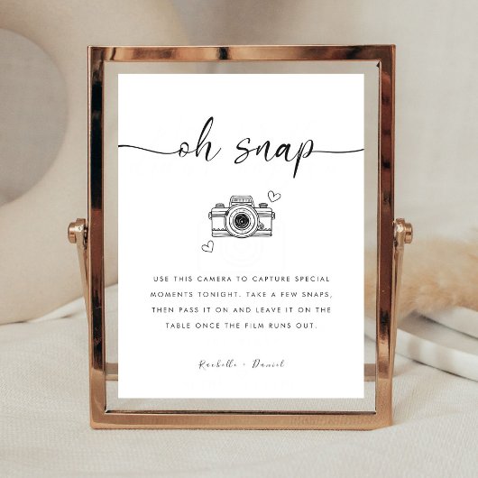 Minimalistisch Modern Bruiloft Wegwerp Camera Teke Poster