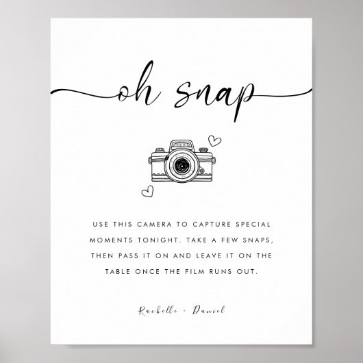 Minimalistisch Modern Bruiloft Wegwerp Camera Teke Poster (Voorkant)