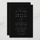 Minimalistisch Modern Calligraphy Wedding Black Kaart (Voorkant / Achterkant)