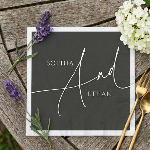 Minimalistisch Modern Calligraphy Wedding Black Servet