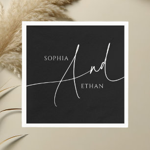 Minimalistisch Modern Calligraphy Wedding Black Servet