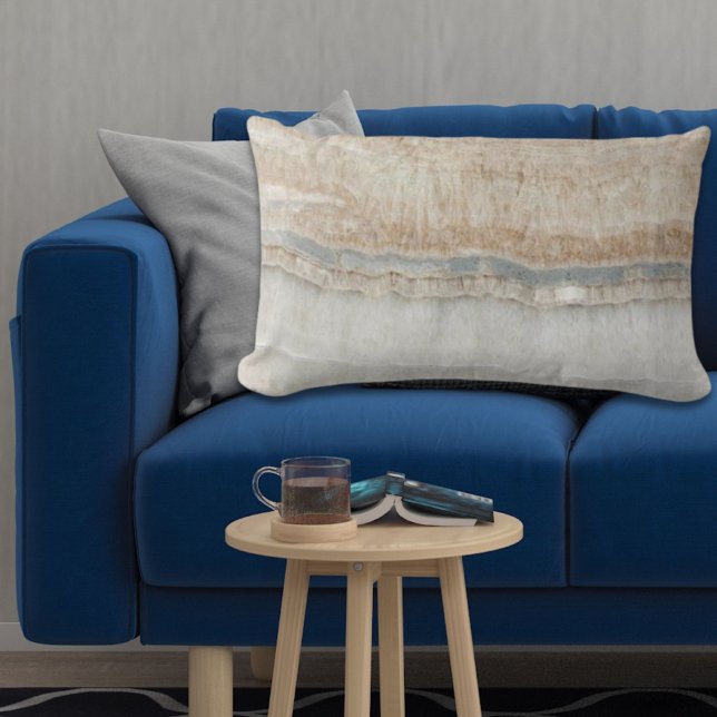 minimalistisch modern chic beige-tan-wit grijs mar kussen (minimalist modern chic beige tan white grey marble lumbar pillow)