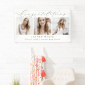 Minimalistisch Modern Chic Script 3 Foto-Afstudere Spandoek (Insitu)