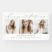 Minimalistisch Modern Chic Script 3 Foto-Afstudere Spandoek (Horizontaal)