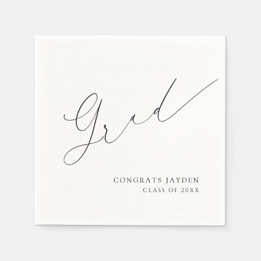 Minimalistisch Modern Chic Script Elegant Afstuder Servet (Voorkant)
