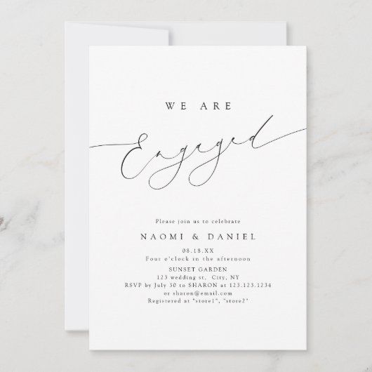 Minimalistisch Modern Chic Script Elegant Verlovin Kaart (Voorkant)