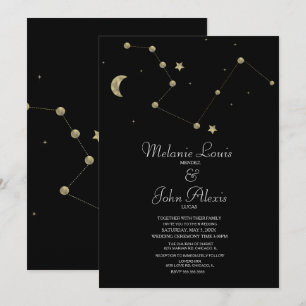 Minimalistisch modern constellatie Gold Foil Weddi Kaart