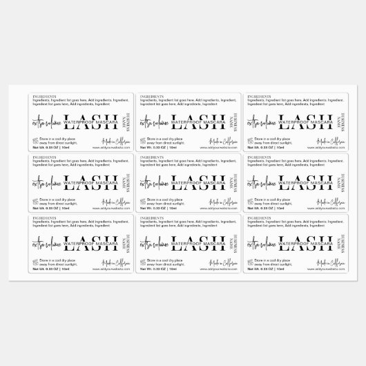 Minimalistisch Modern Cosmetisch Buis Lash Mascara Labels (Vel)