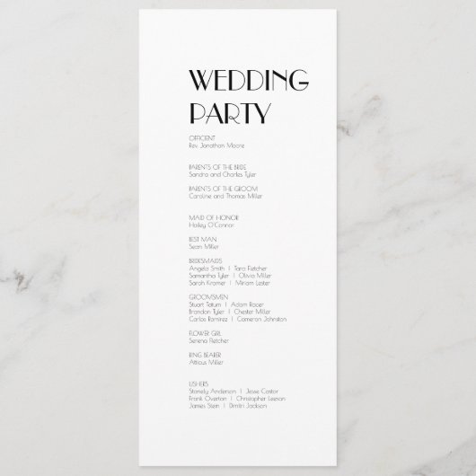 Minimalistisch modern deco-huwelijk programma (Achterkant)