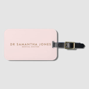 Minimalistisch Modern Doctor Professional Roze Bagagelabel