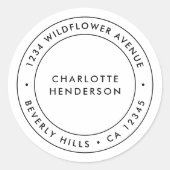 Minimalistisch Modern | Eenvoudig grensadres Ronde Sticker (Voorkant)