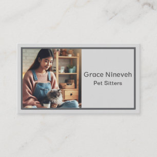 Minimalistisch Modern Eenvoudig Grijs Huisdier Sit Visitekaartje