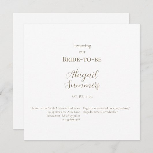 Minimalistisch Modern Eenvoudig Vierkant Vrijgezel Kaart (Voorkant / Achterkant)