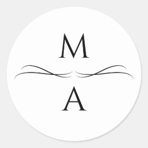 Minimalistisch Modern Eenvoudig Zwart-Wit Initiale Ronde Sticker