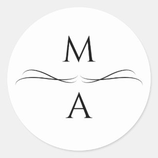 Minimalistisch Modern Eenvoudig Zwart-Wit Initiale Ronde Sticker