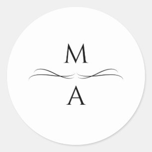 Minimalistisch Modern Eenvoudig Zwart-Wit Initiale Ronde Sticker