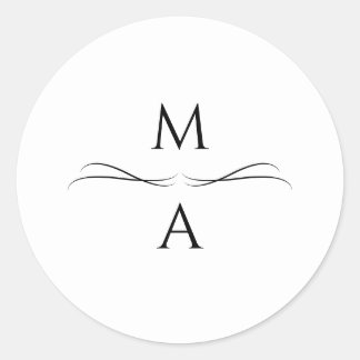 Minimalistisch Modern Eenvoudig Zwart-Wit Initiale Ronde Sticker