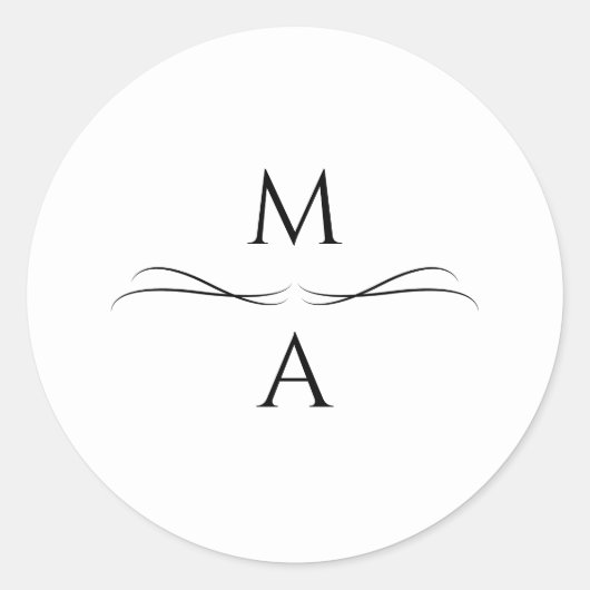Minimalistisch Modern Eenvoudig Zwart-Wit Initiale Ronde Sticker (Voorkant)
