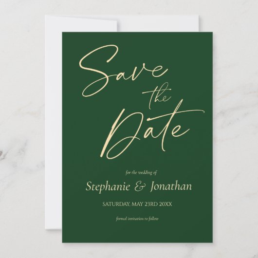 Minimalistisch Modern Elegant Green Wedding Save The Date (Voorkant)