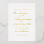 Minimalistisch modern Elegant Photo Wedding Gold Folie Uitnodiging (Voorkant)