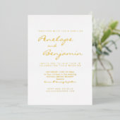 Minimalistisch modern Elegant Photo Wedding Gold Folie Uitnodiging (Staand Voorkant)