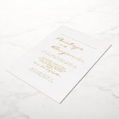 Minimalistisch modern Elegant Photo Wedding Gold Folie Uitnodiging (Gedraaid)