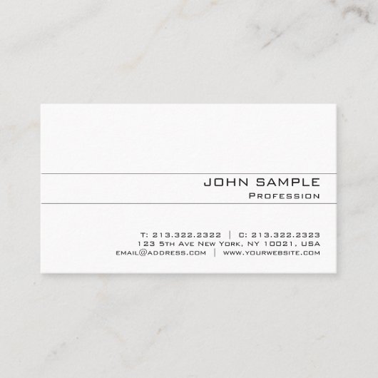 Minimalistisch modern elegant Professional White Visitekaartje (Voorkant)