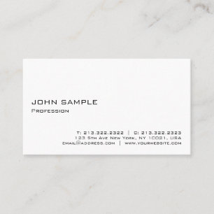 Minimalistisch modern elegant Professional White Visitekaartje