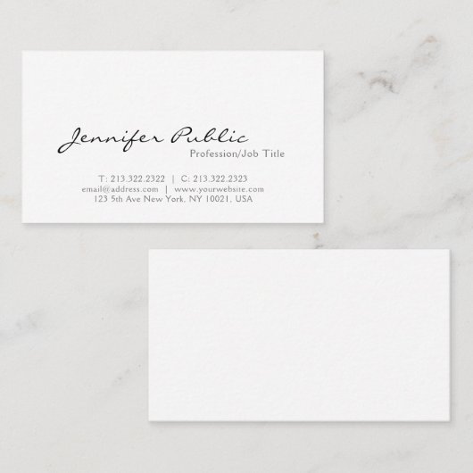 Minimalistisch, modern, elegant wit visitekaartje (Voorkant / Achterkant)