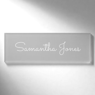 Minimalistisch Modern Employee Business Grijs Scri Naambadge