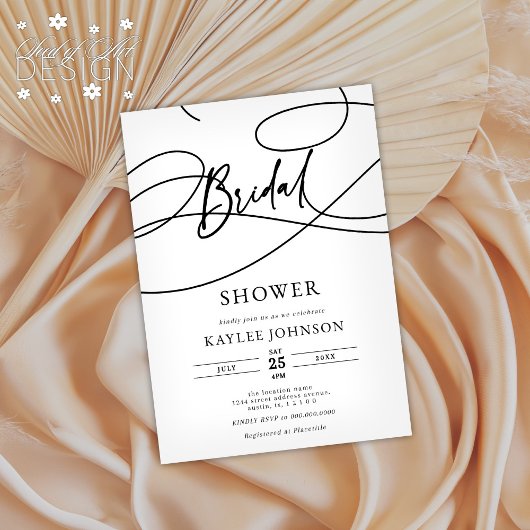 Minimalistisch modern Fancy script "bruids" douche Kaart