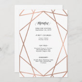 Minimalistisch modern Faux-Roos Gold in het witte  Menu (Voorkant / Achterkant)