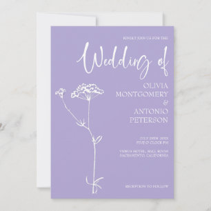 Minimalistisch Modern Floral Lavendel Violet Bruil Kaart