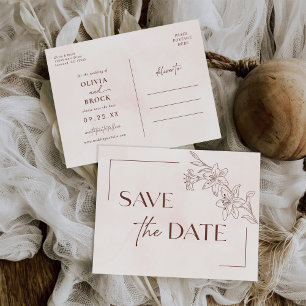 Minimalistisch Modern Floral Sketch Elegant Weddin Uitnodiging Briefkaart