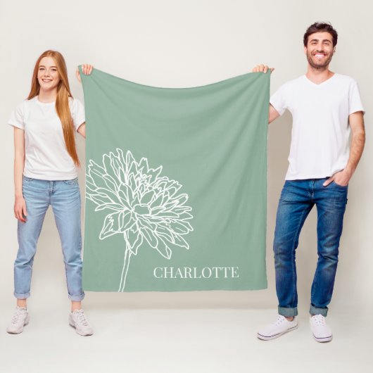 Minimalistisch modern Floral Sketch Home Fleece Deken (In situ)